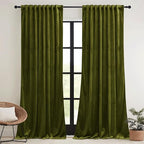 RYB HOME Moss Green Velvet Curtains 63 inches - Image 2