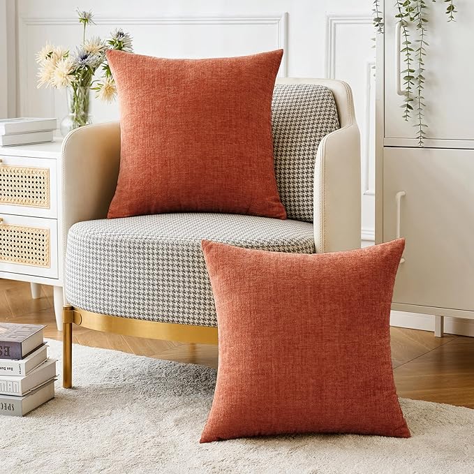 MIULEE Pack of 2 Couch Throw Pillow Covers 18x18 Inch Soft Burnt Orange - Image 5
