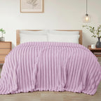 Exclusivo Mezcla King Size Flannel Fleece Blanket, Super Soft Striped Jacquard by ExclusivoMezcla