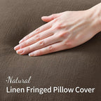 MIULEE Decorative Throw Pillow Covers Neutral Linen Fringe Throw Pillows Set of - Image 2