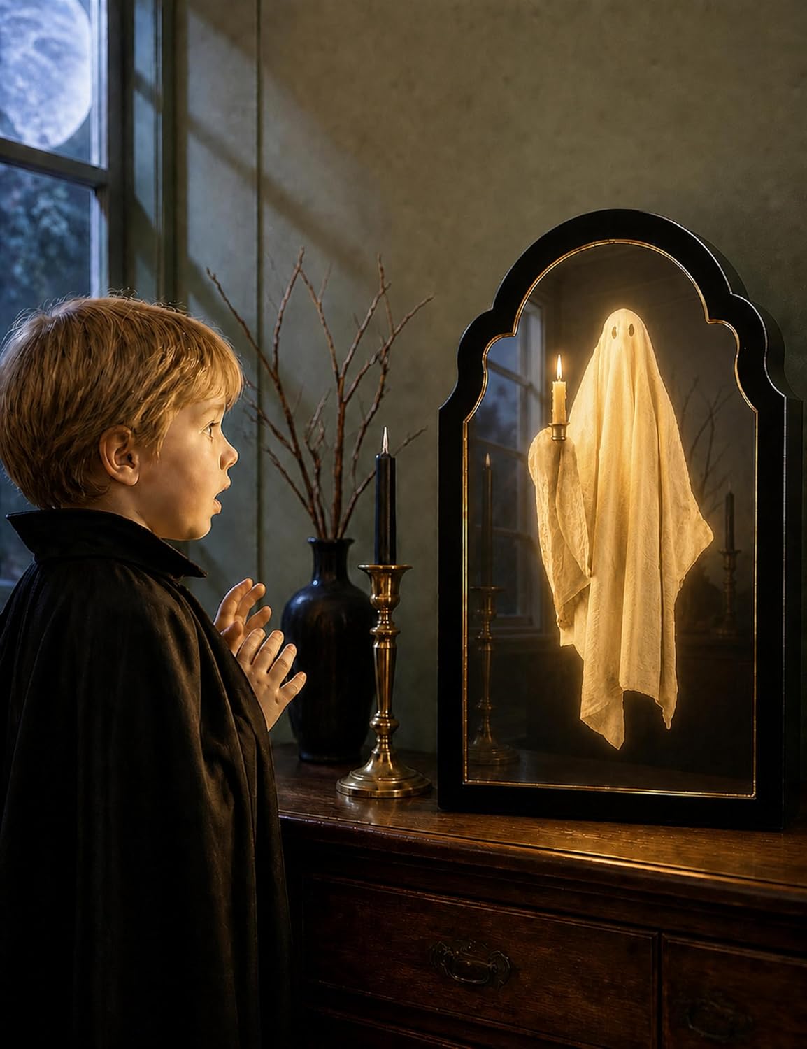 20" Haunted Ghost Mirror with LED Lights & Scary Voice Changer