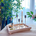 Gold Candlestick Holders, Taper Candle Holders, Set of 6, 3 Heights