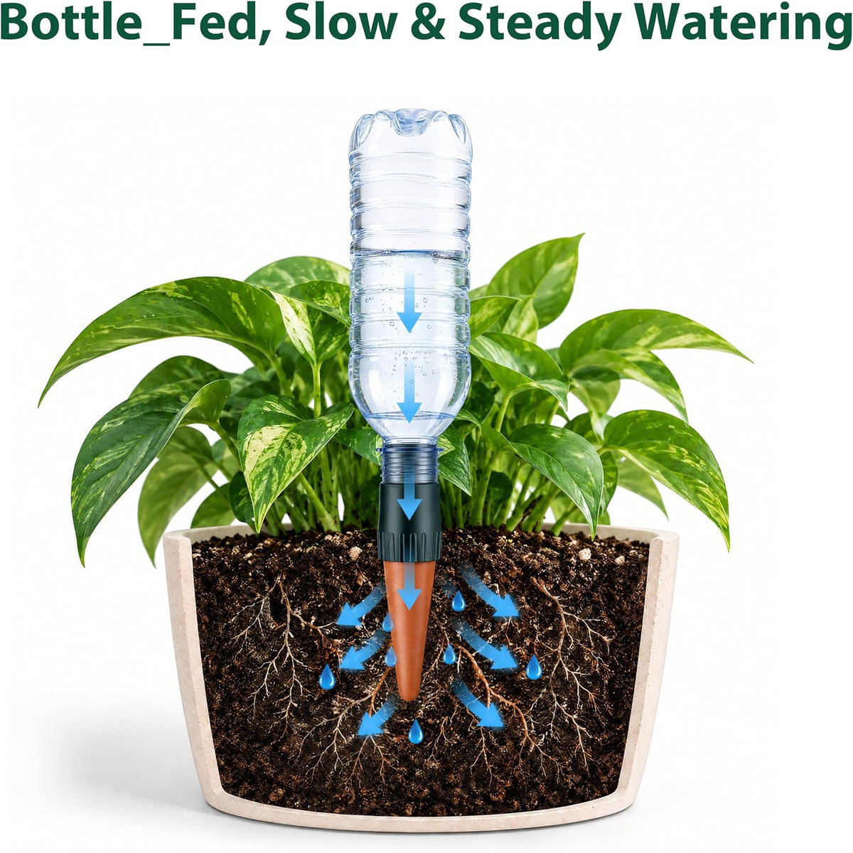 Terracotta Watering Spikes for Plastic Bottles, 5-Pack