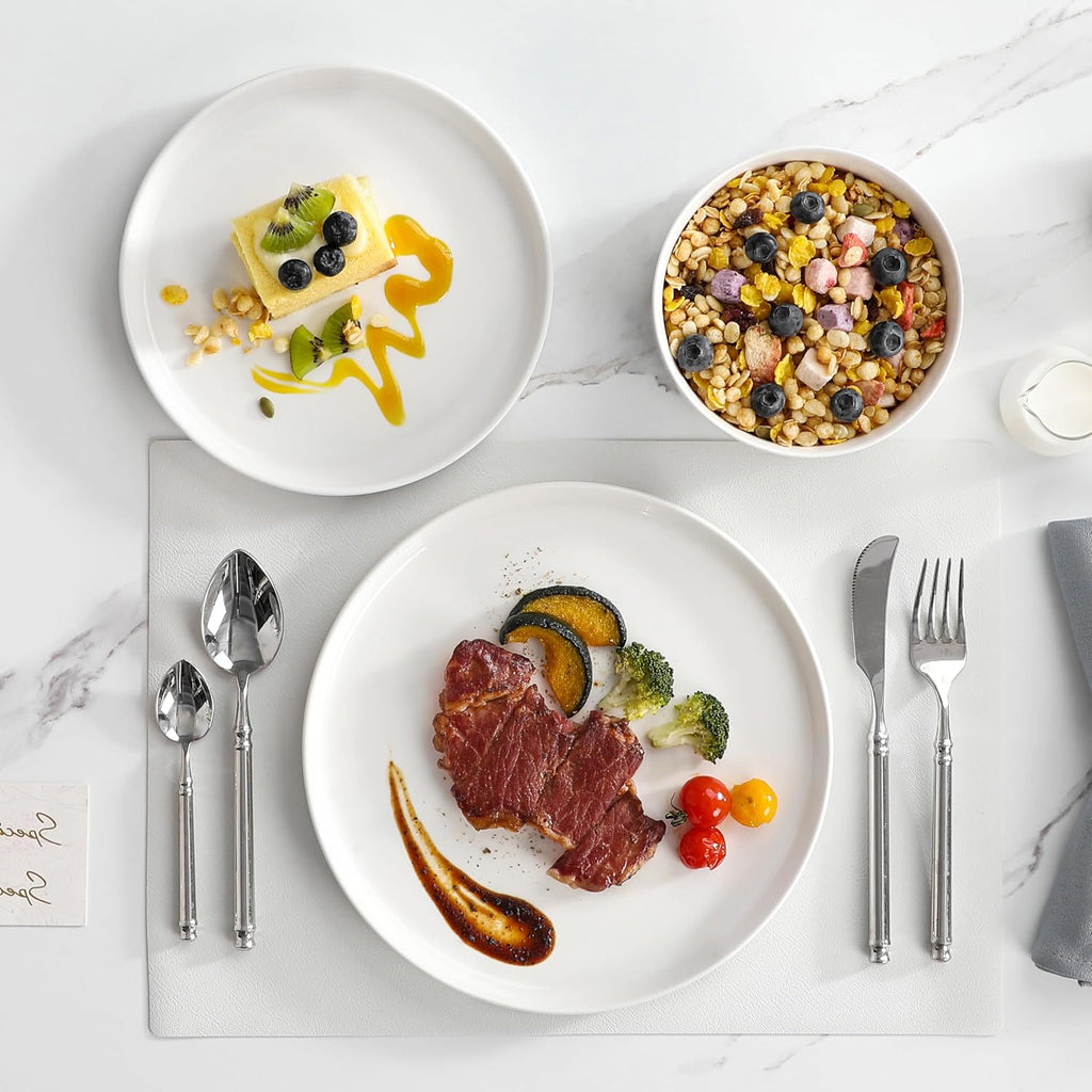 MALACASA 12-Piece Porcelain Dinnerware Set, Modern White Dish Set for 4
