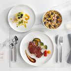 MALACASA 12-Piece Porcelain Dinnerware Set, Modern White Dish Set for 4