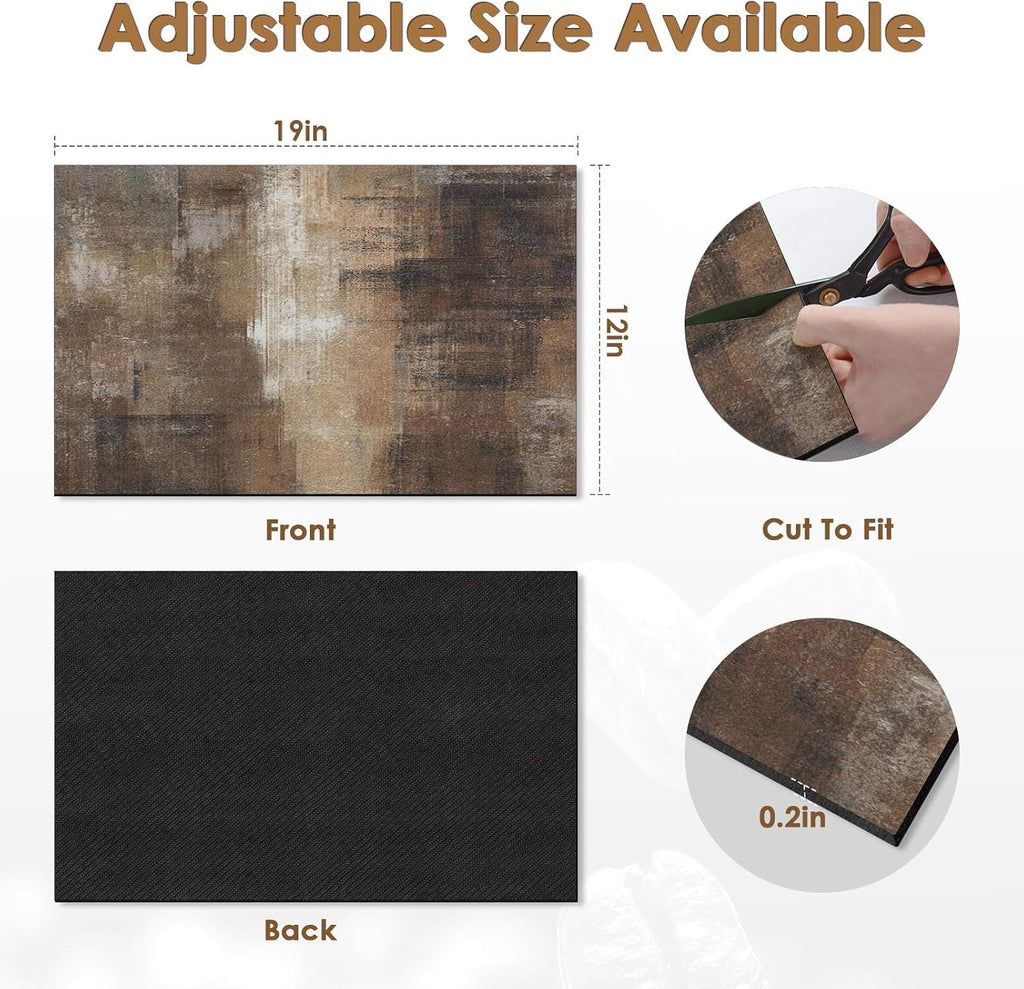Arttown Coffee Mat for Countertops, 2 Pack, 12" x 19" Abstract Modern Brown