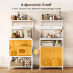 SUPERJARE Kitchen Bakers Rack with Power Outlet, Coffee Bar Table 4 Tiers, Kitchen Microwave Stand with 6 S-Shaped Hooks, Storage Shelf Rack for Spices, Pots and Pans - White
