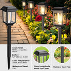 Mancra Solar Outdoor Lights Waterproof, 8 Pack Metal Glass Solar Pathway Lights Outdoor Lighting Garden Decor for Landscape Path Yard Patio Driveway (Warm White)