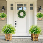 Sggvecsy 24 Bundles Artificial Plants Outdoor Faux Lavender Flowers Fake Monkey Grass UV Resistant Plastic Greenery Plants for Garden Home Porch Window Patio Hanging Planter Indoor Decor (White)
