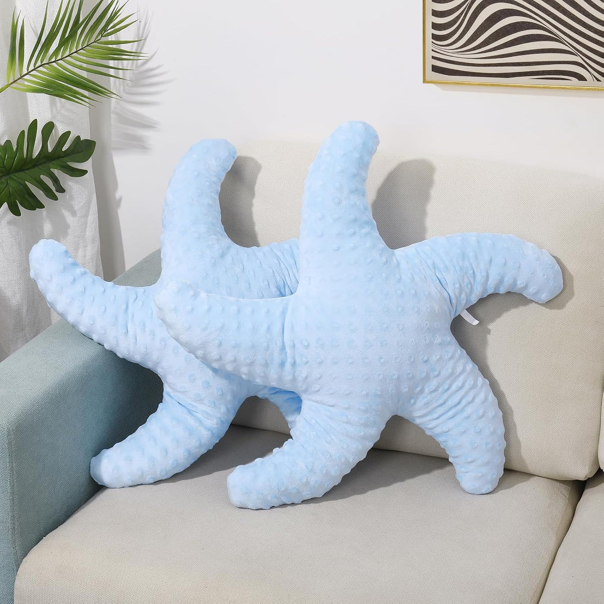 Marble Empire Blue Starfish Pillow 2-Pack for Couch and Bed, Coastal Decor Throw Pillows, Ocean Beach Theme Accent Pillows for Living Room