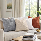 decorUhome Throw Pillow Covers 20x20 Inch Set of 2, Soft Plush Faux Wool Cream - Image 8
