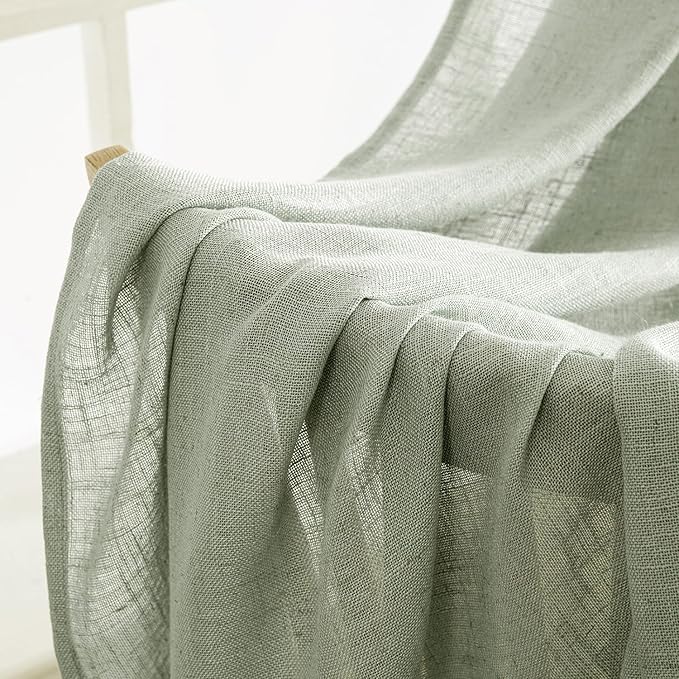 MIULEE Sage Linen Curtains 84 Inch Length 2 Panels - Image 6