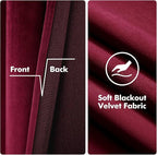 MIULEE Christmas Burgundy Velvet Curtains Solid Soft Red Blackout Curtain - Image 4