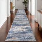 KOZYFLY Modern Abstract Washable Rug Runner 2.6x14 Hallway Rug Runner Non-Slip by KOZYFLY