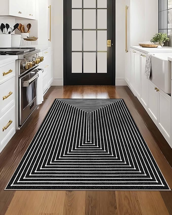 Latte&Fog 3x5 Entryway Rug Indoor, Modern Abstract Washable Area Rug, Boho Non - Image 3