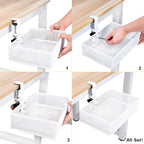 Under Desk Drawer, Clamp on Desk Organizer Hanging Desk Storage Under Table