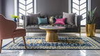 Unique Loom Taftan Collection Border Geometric Tribal Inspired Design Area Rug (4' 0 x 6' 0 Rectangular, Navy Blue/ Gold)