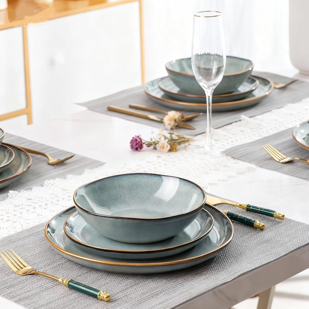 AmorArc Ceramic Dinnerware Sets for 6, 18Pcs Plates and Bowls Sets Dishes