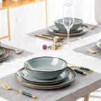 AmorArc Ceramic Dinnerware Sets for 6, 18Pcs Plates and Bowls Sets Dishes