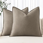 MIULEE Decorative Linen Pillow Covers 18x18 Inch Tan TaupeBoho Farmhouse by MIULEE