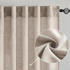 MIULEE Natural Linen Curtains 108 Inches Long 2 Panels - Image 2