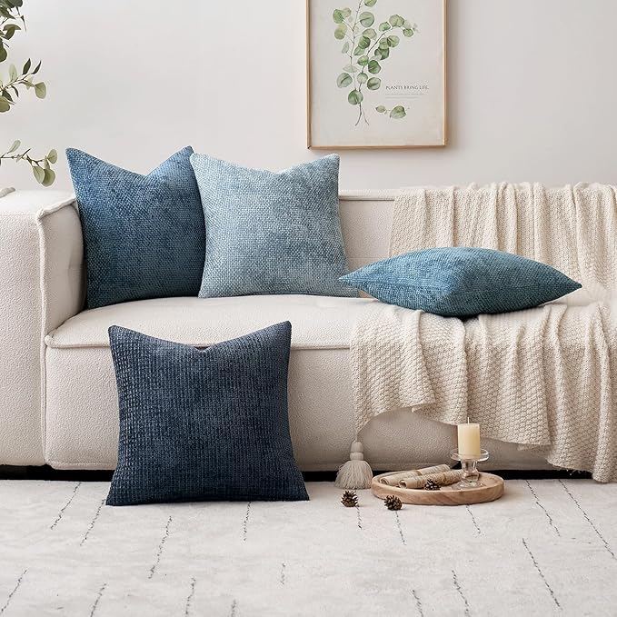 MIULEE Pack of 2 Couch Throw Pillow Covers 16x16 Inch Coastal Smoke Blue Modern - Image 2