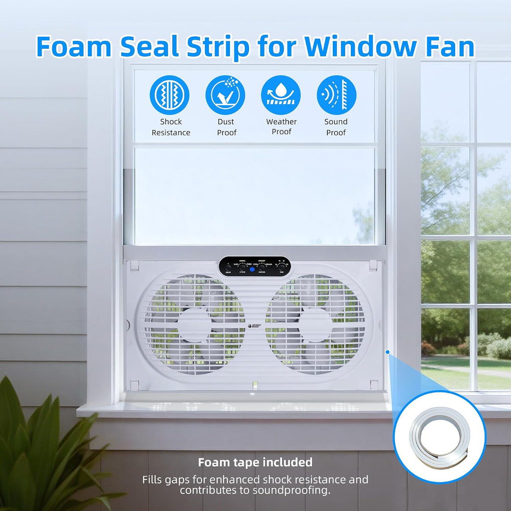 BEYOND BREEZE 9" Window Fan Reversible Airflow with Timer and Bug Screen
