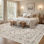 Area Rugs 10x12 Living Room Rug: Washable Rug Soft Vintage Distressed Floral - Image 3
