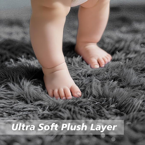6x9 Fluffy Area Rug for Living Room, Shag Area Rugs for Bedroom, Deep Grey Soft - Image 2