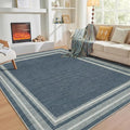 OPPODREAM Border Soft Area Rugs 5x7, Washable Blue Rug by OPPODREAM