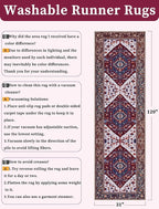SERISSA Runner Rug for Hallways, Long Boho Rug Vintage Burgundy Navy Hallway - Image 2