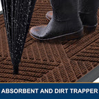 Smiry Front Door Mat Outside Entrance, Heavy Duty Sturdy Natural Rubber Doormat - Image 3