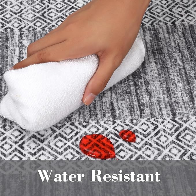 Washable 2.5x10 Kitchen Runner Rug, Easy Clean Geometri Rugs - Image 5