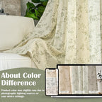 Lazzzy 90 inch Long Curtain for Bedroom Green Floral Linen Drapes for Living - Image 6