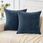 MIULEE Pack of 2 Blue Throw Pillow Covers 18x18 Inch Soft Chenille Pillow Covers by MIULEE