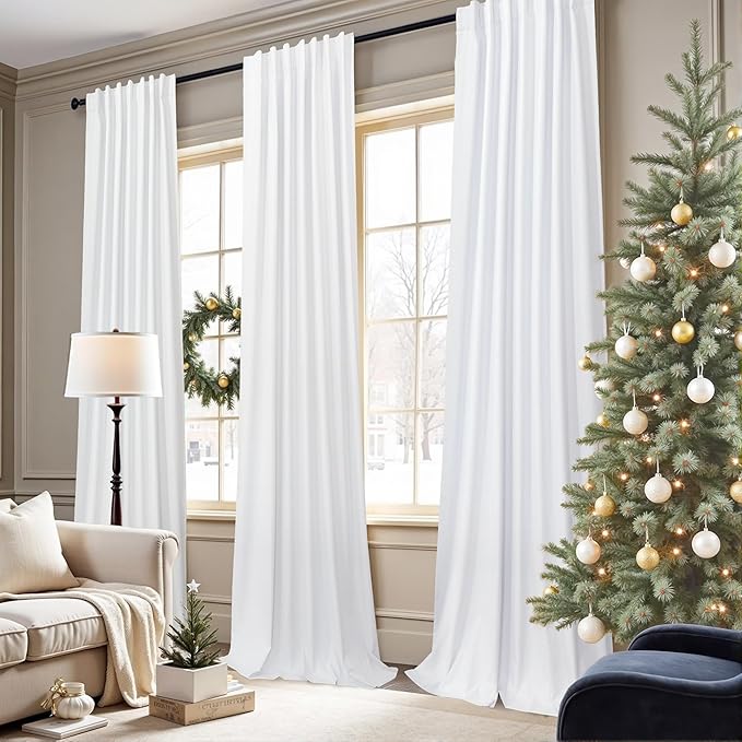 78 Inch Long Linen Textured Blackout Curtains 2 Panels Set - Image 2