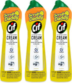 Scrub Daddy Cif Cream All Purpose Cleaner, Lemon - Multi Surface Household Cleaning Cream for Glass, Chrome, Granite, Sink, Gold, Marble & Countertops - 3 Pack (16.9 Oz Each)