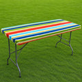 6FT Rectangle Fitted Table Cloth, Elastic Tablecloth, Stripes, 30x72"