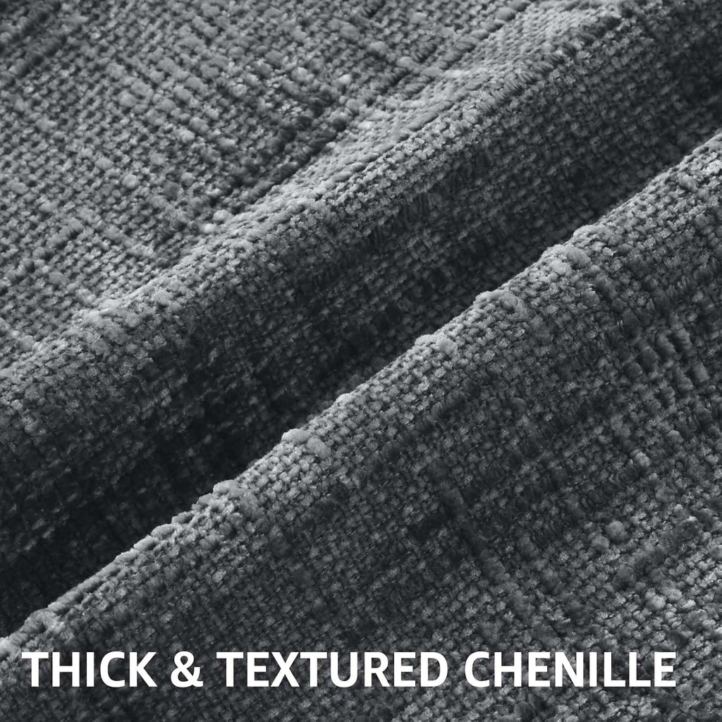 decorUhome Textured Chenille Throw Pillow Covers 18x18 Set of 2 Dark Grey