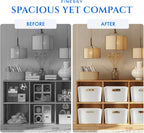 FINESSY White Plastic Storage Bins for Pantry with Handle 2 Pack White Bins