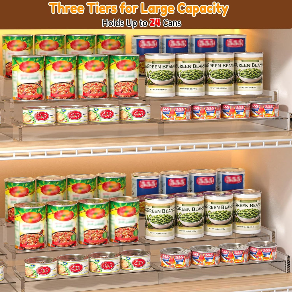 Expandable Can Organizer for Pantry, 3-Tier Adjustable Can Storage Holder