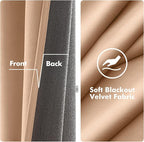 MIULEE Velvet Curtains Blush Beige Elegant Grommet Thermal Insulated Soundproof - Image 3