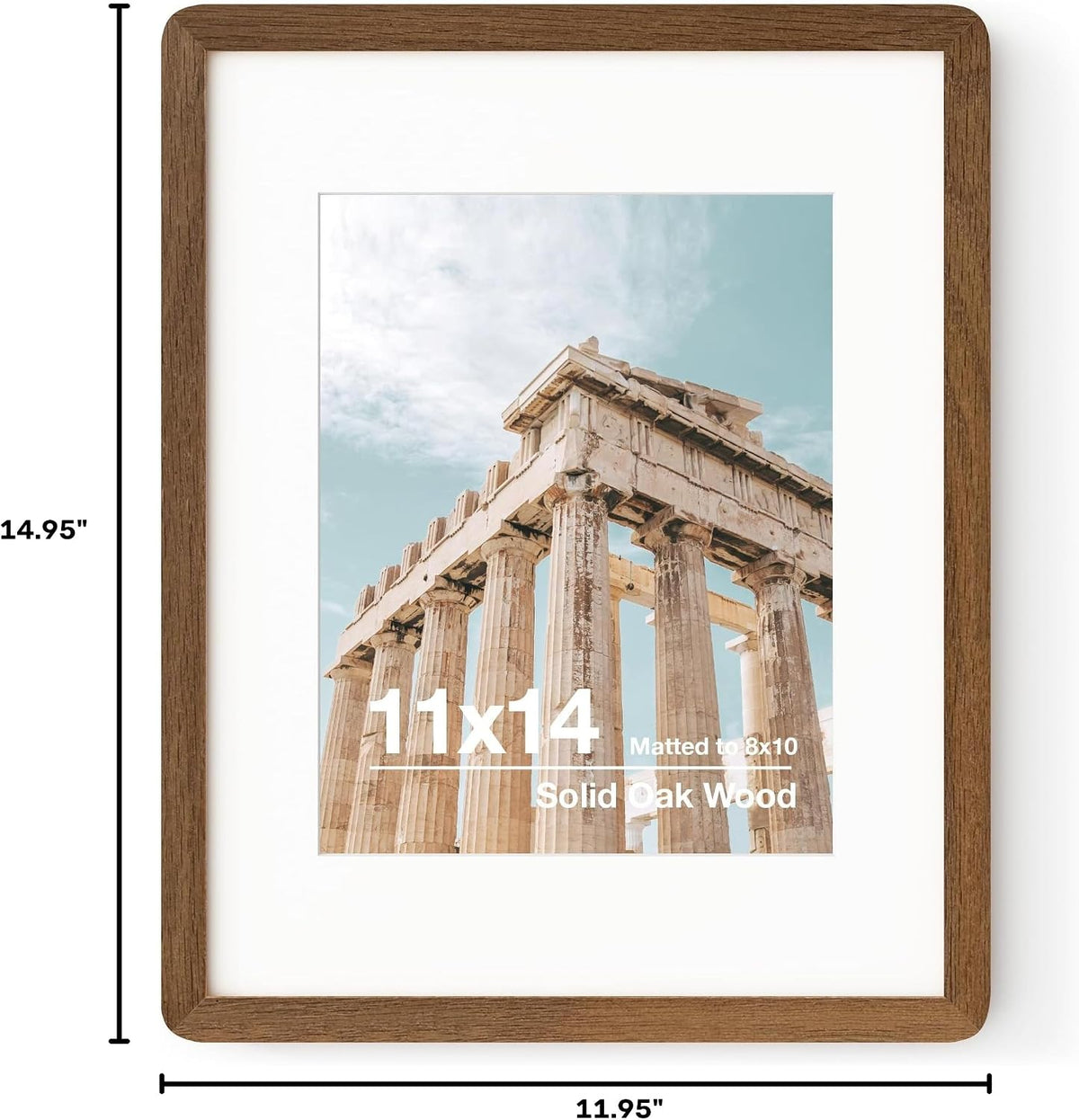 FLYJOE 11x14 Picture Frame | Solid Oak Wood 11 x 14 Picture Frame With Mat For 8x10 | 11x14 Poster Frame | Plexiglas And Hanging Hardware Included | 11 By 14 Photo Frame Wood (Walnut, 1 Pack)