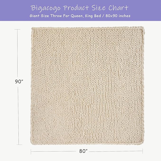 Bigacogo Chunky Knit Throw Blanket - Image 2