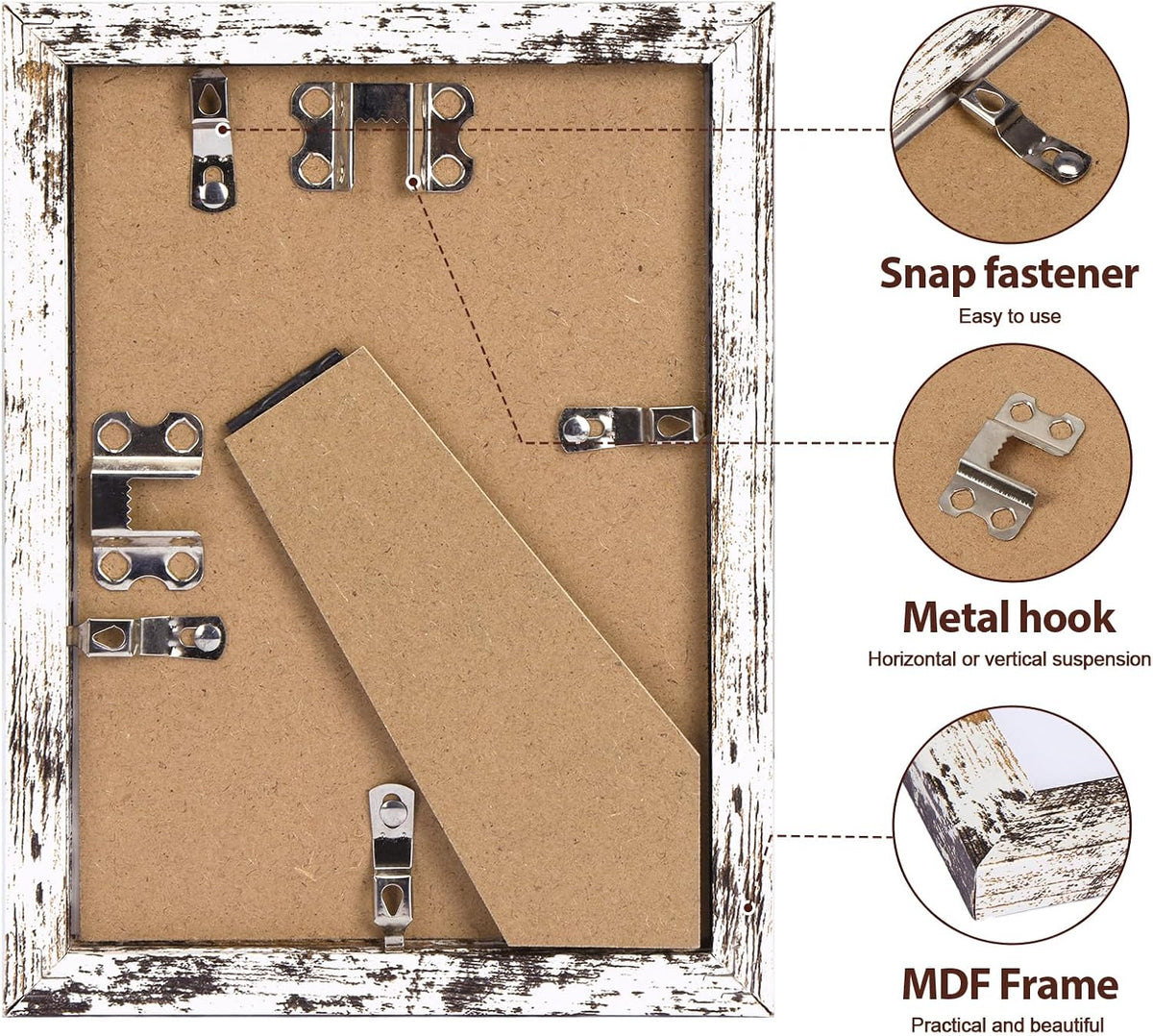 Fixwal 5x7 Picture Frames Set of 5 with Tempered Glass, MDF, Multicolor