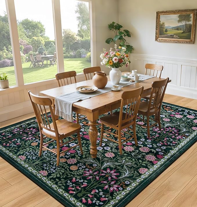 10x12 Area Rugs for Living Room: Floral Washable Rug Vintage Large Soft Boho - Image 4