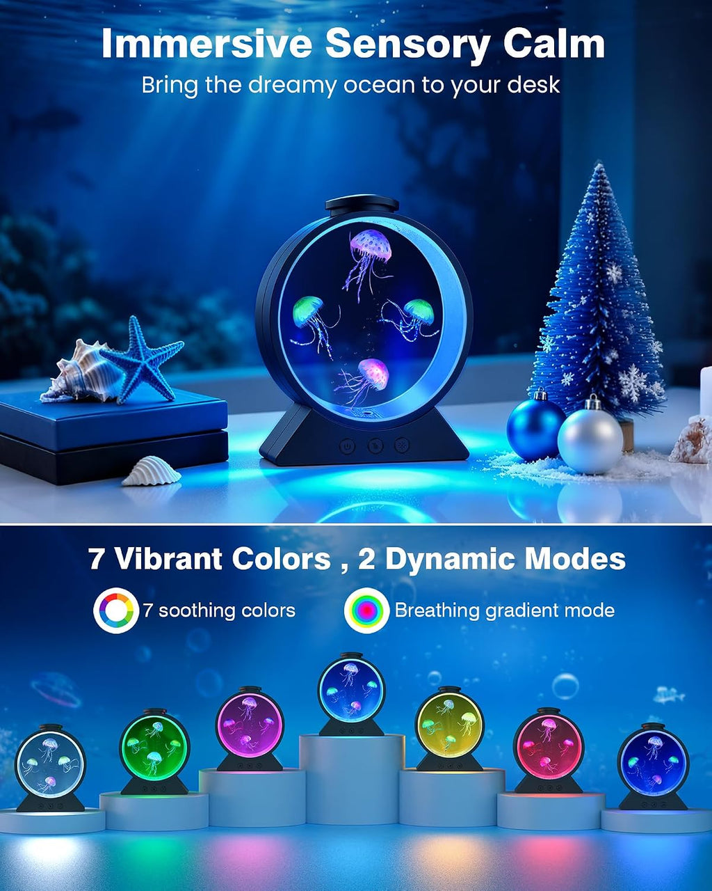 Jellyfish Lamp for Sleep Anxiety Calming Night Light for Bedroom(Black)