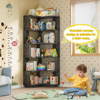 Armocity Corner Book Shelf, 6-Shelf L Shaped Corner Bookshelf with Baffle