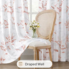 HOMEIDEAS Non-See-Through Pink and White Privacy Sheer Curtains 52 X 63 Inch - Image 4