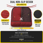 SUNROX Memory Foam Jumbo Rocking Chair Cushions, FadeShield Water Resistant Non Slip Durable Tufted Pads, Set of Seat & Back Cushion with Ties for Indoor/Outdoor Rocker, 2 Piece, Burgundy